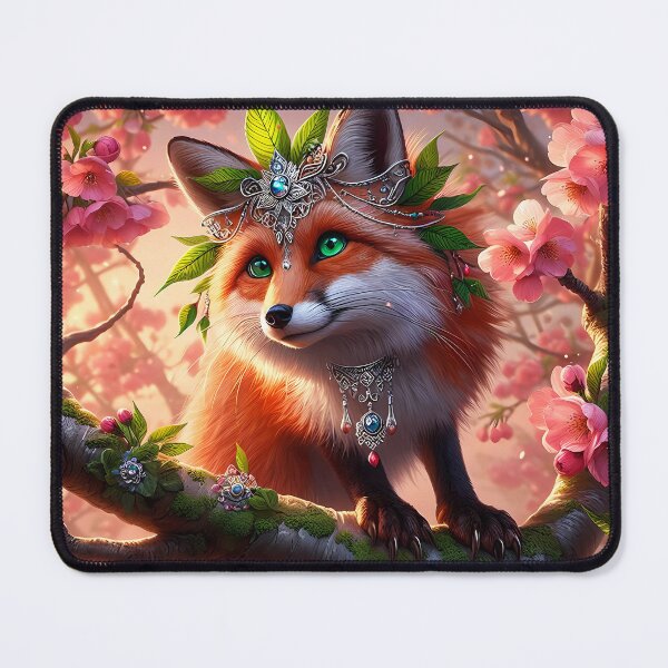 Item preview, Bejeweled Fox Queen on a blooming Sakura Tree designed and sold by EmeraldeaArt.