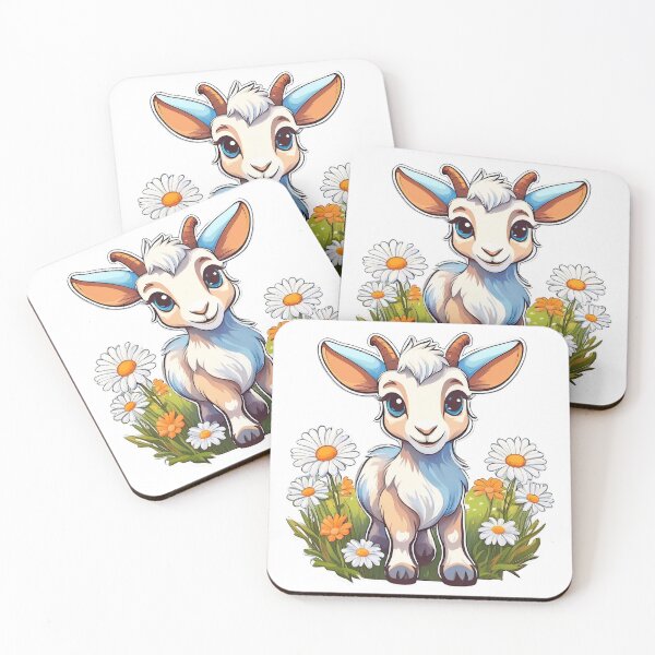 Item preview, A cute cartoon goat Design, standing in a field of daisies. designed and sold by HEMRO.