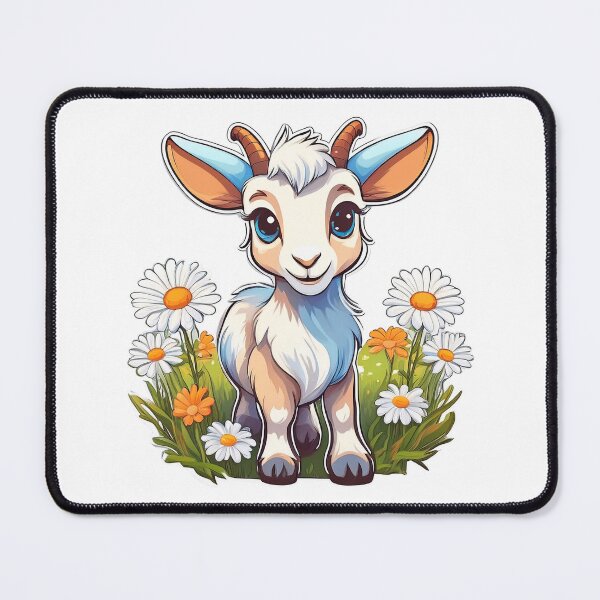 Item preview, A cute cartoon goat Design, standing in a field of daisies. designed and sold by HEMRO.