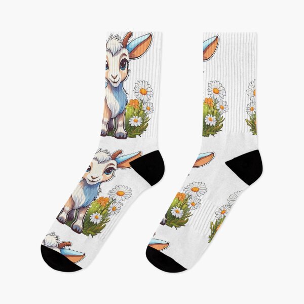 Item preview, A cute cartoon goat Design, standing in a field of daisies. designed and sold by HEMRO.