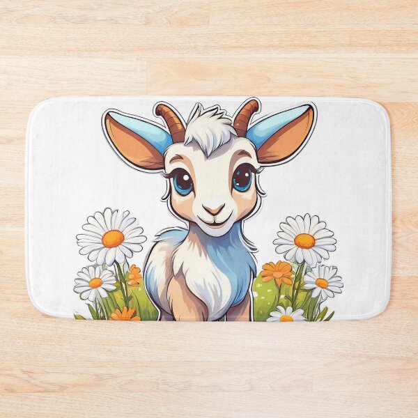 Item preview, A cute cartoon goat Design, standing in a field of daisies. designed and sold by HEMRO.