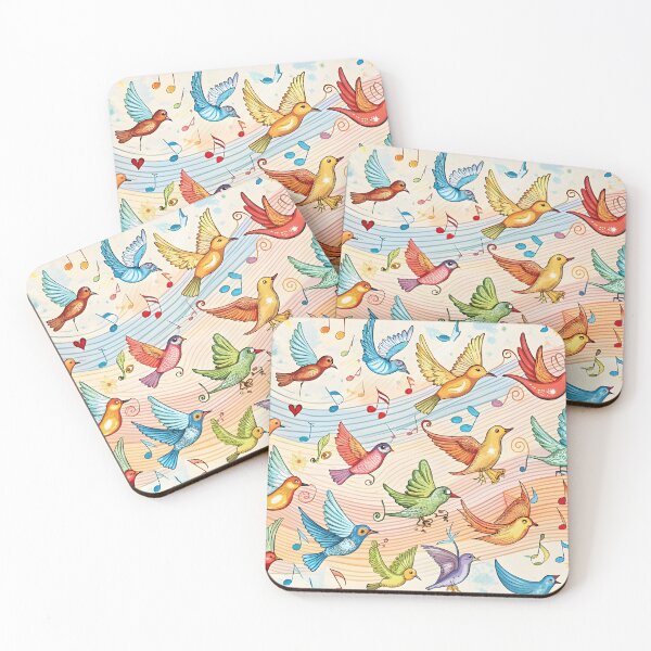 Item preview, Joyful doodles of flying birds and musical notes forming a seamless, uplifting design. designed and sold by DigitalArtByJoe.