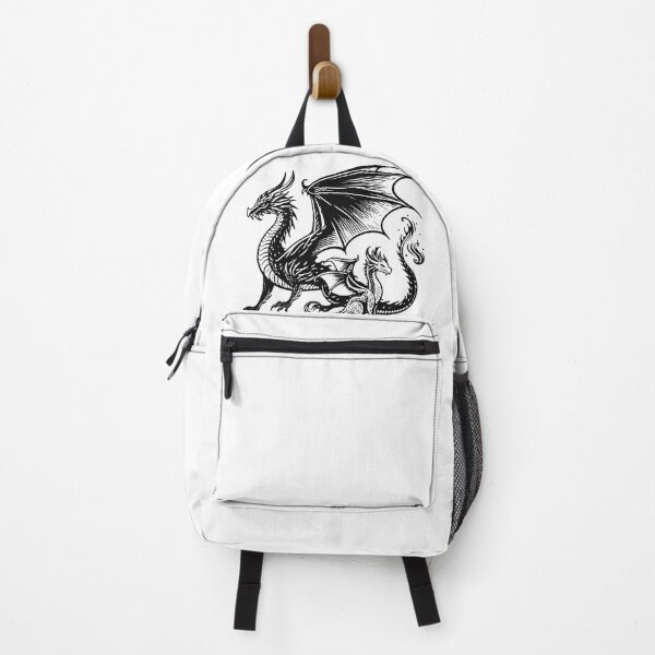 Item preview, Dos dragones Tairn y Andarna, dibujo lineal en blanco y negro simple designed and sold by Kait C.