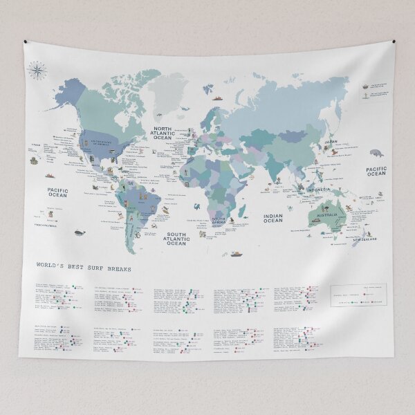 Item preview, World's Best Surf Breaks - Surfing Map designed and sold by sashashuba.