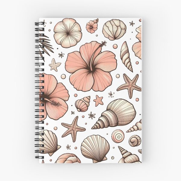 Item preview, Hibiscus flowers and pink sea shells beach theme designed and sold by Kait C.