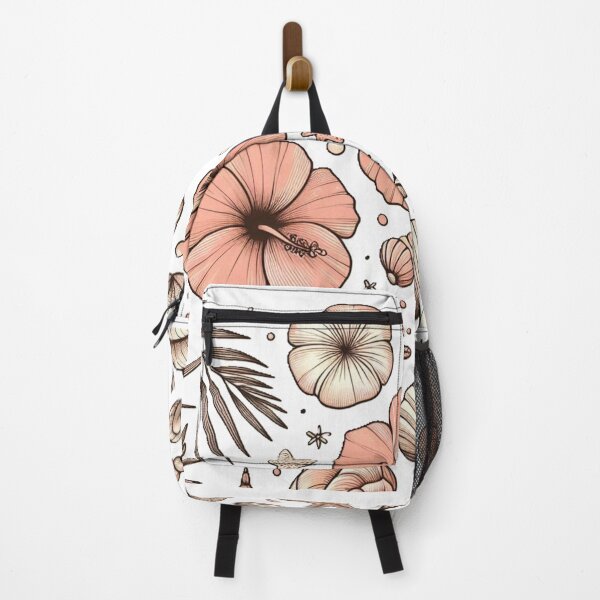 Item preview, Hibiscus flowers and pink sea shells beach theme designed and sold by Kait C.