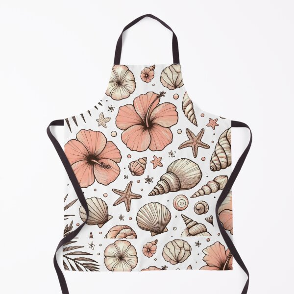 Item preview, Hibiscus flowers and pink sea shells beach theme designed and sold by Kait C.