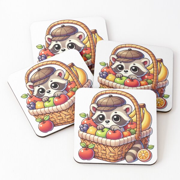 Item preview, Raccoon’s Fruit Basket Newsboy designed and sold by MaximumCutewaii.