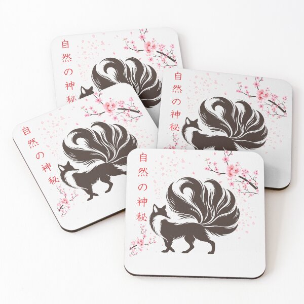 Item preview, Kitsune Mystical Fox and Cherry Blossom - Japanese Art Style minimalistic art designed and sold by BeaverFriends.