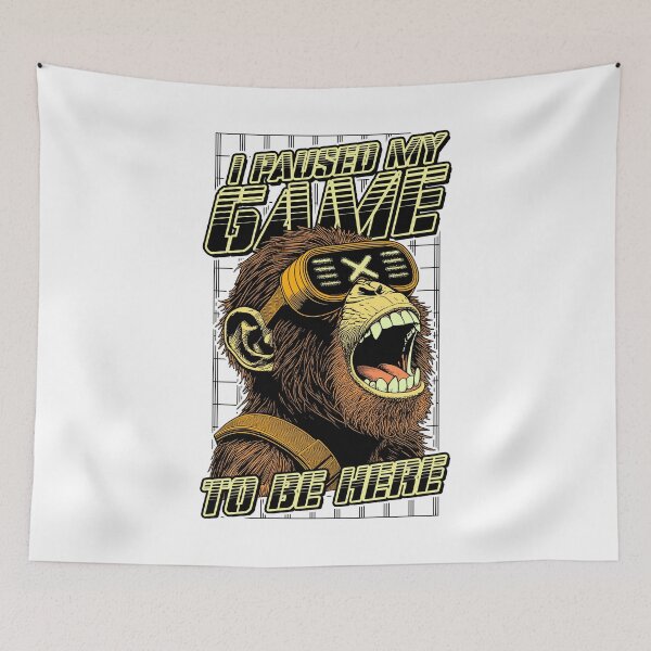 Item preview, I Paused My Game To Be Here Funny Gamer Monkey Cyberpunk designed and sold by GrandeDuc.