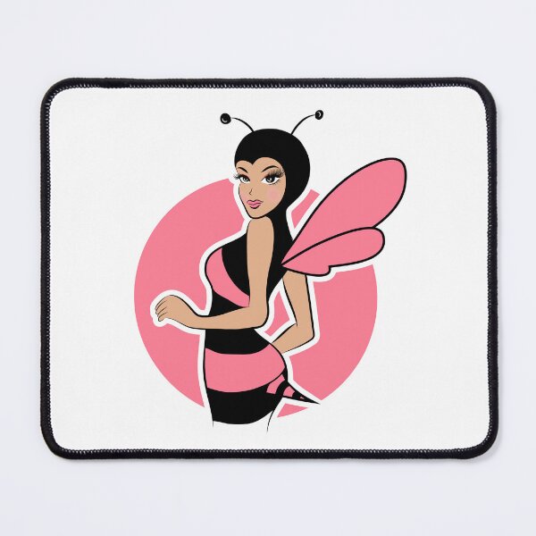 Item preview, Sexy Bee Lady, bee woman hot pink, hot pink lady illustration designed and sold by GinyHappyLogo.