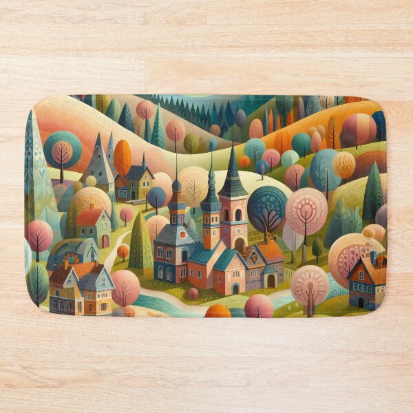 Item preview, Scandinavian Folk Art hills and houses by heidiannemorris designed and sold by FOLK ART FUSION by heidiannemorris.