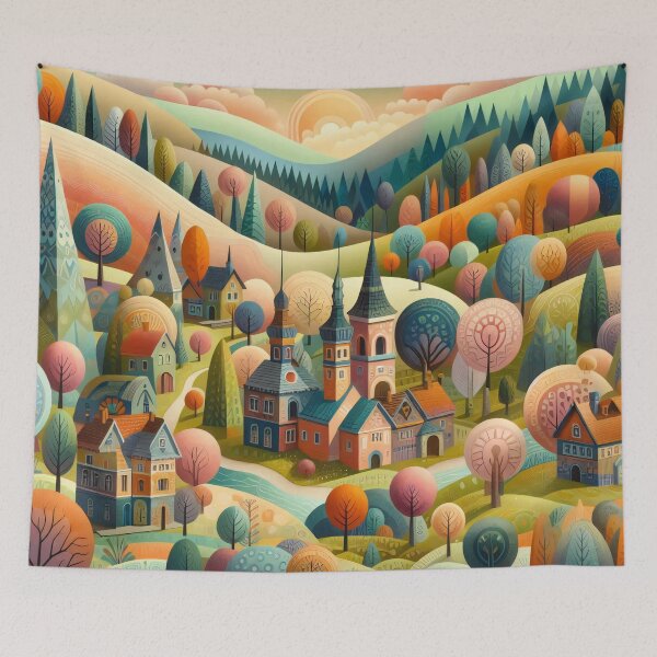 Item preview, Colinas y casas del arte popular escandinavo de heidiannemorris designed and sold by FOLK ART FUSION by heidiannemorris.