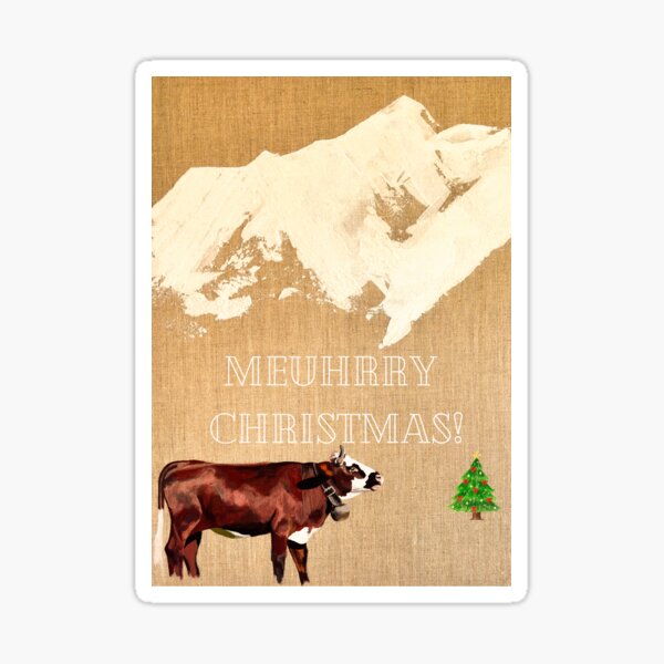 Item preview, Lone cow with Snowy Peaks - Meuhrry Xmas designed and sold by LucyEShaw.