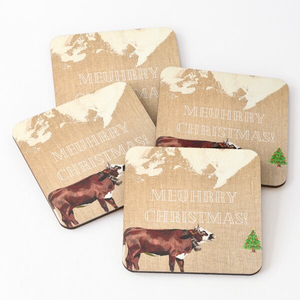 Item preview, Lone cow with Snowy Peaks - Meuhrry Xmas designed and sold by LucyEShaw.