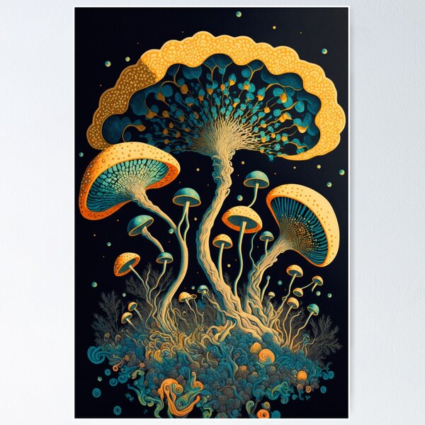 Item preview, Fluorescent Mushrooms designed and sold by patternshoprad.