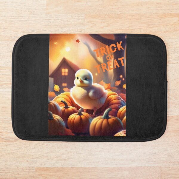 Item preview, autumn and a cute yellow chick trick or treat halloween designed and sold by Rainbow Paws Garden.