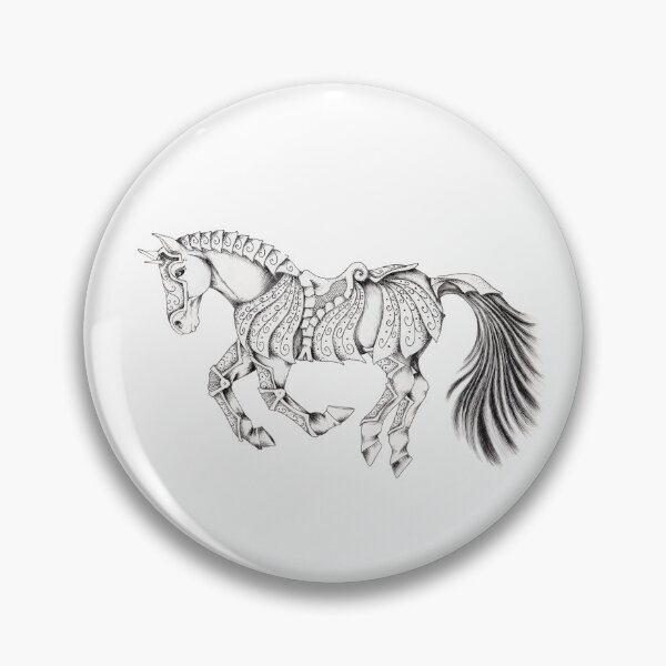 Item preview, Armoured horse galloping pen illustration designed and sold by ChaseWilderness.