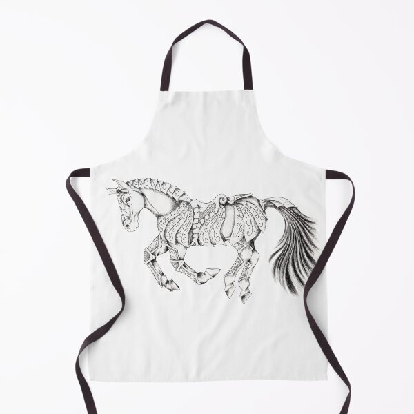 Item preview, Armoured horse galloping pen illustration designed and sold by ChaseWilderness.