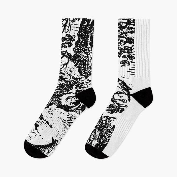 Item preview, Black and white image of a fox and a bird designed and sold by SlavaMira.