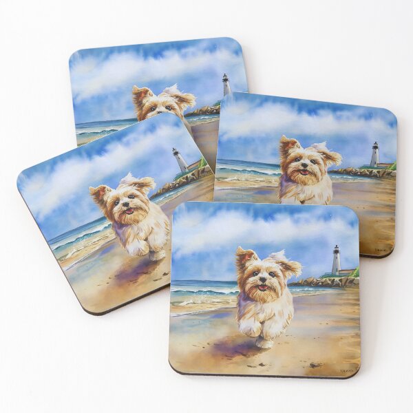 Item preview, Bichon Frise at the Beach Watercolor Art Print designed and sold by SlocifieShop.