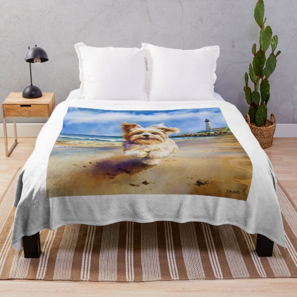 Item preview, Bichon Frise at the Beach Watercolor Art Print designed and sold by SlocifieShop.
