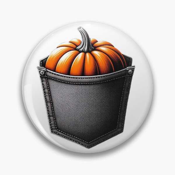 Item preview, A vibrant orange pumpkin peeking out of a denim pocket designed and sold by aminz4.