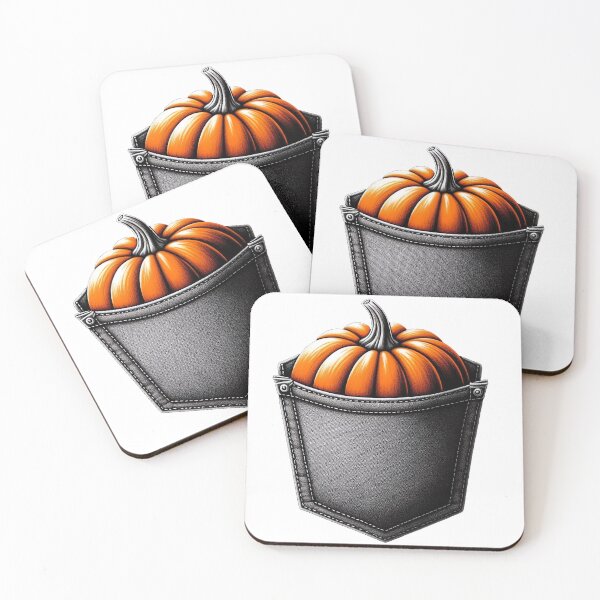 Item preview, A vibrant orange pumpkin peeking out of a denim pocket designed and sold by aminz4.