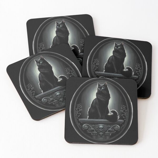 Item preview,  Mysterious Black Cat on Gothic Pedestal designed and sold by pumsquare.