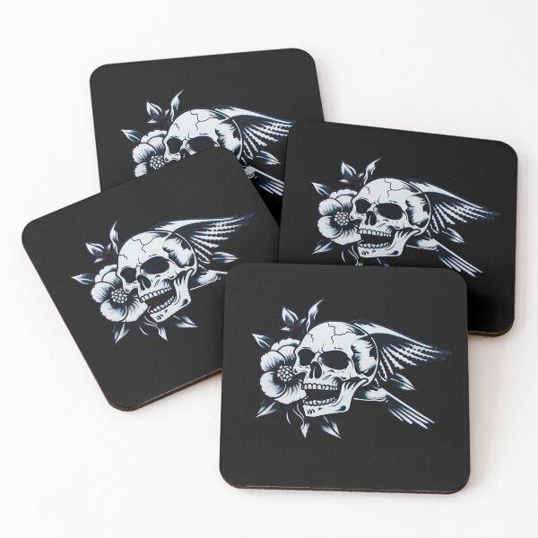 Item preview, Old School Skull with Flower and Bird Tattoo designed and sold by Giggl'n Gopher.