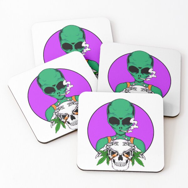 Item preview, Alien smoking herb with skull for smoking enthusiasts  designed and sold by BlissThreads.