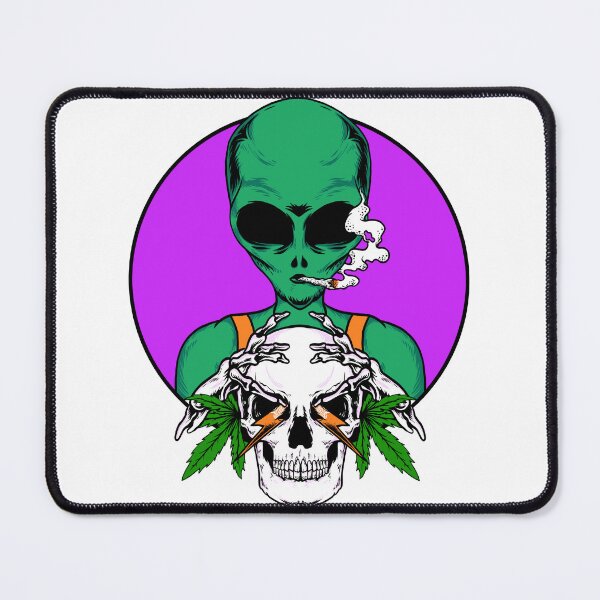 Item preview, Alien smoking herb with skull for smoking enthusiasts designed and sold by BlissThreads.