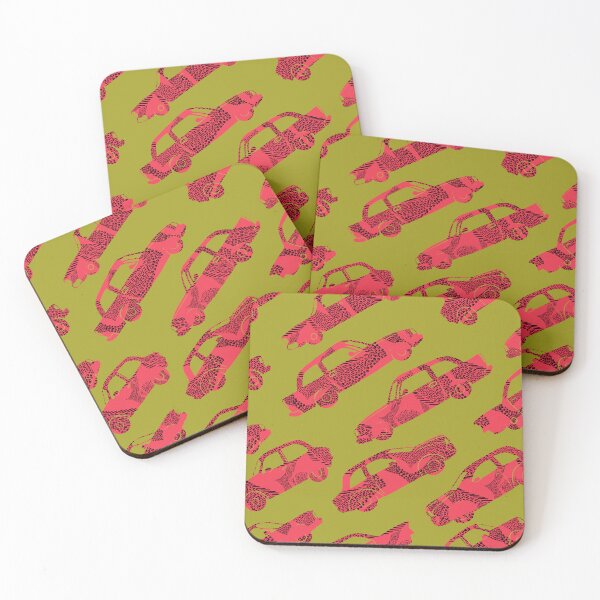 Item preview, Pop Art Classic Cars - Modern Hunter Animal Print - Green - Pink / Red designed and sold by b-colorido.