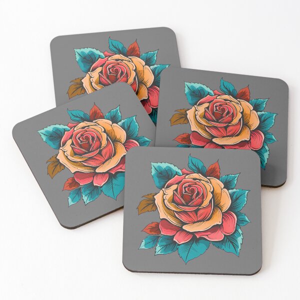 Item preview, Colorful Old School Tattoo Flower designed and sold by Giggl'n Gopher.