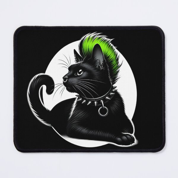 Item preview, Punk Rock Cat with Green Mohawk designed and sold by IllumeInk.