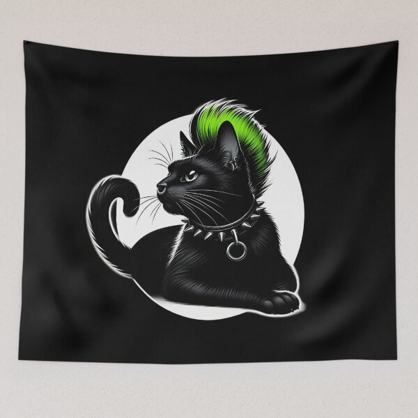 Item preview,  Punk Rock Cat with Green Mohawk designed and sold by IllumeInk.