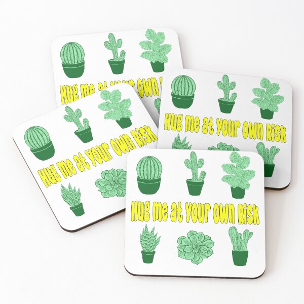 Item preview, cactus desert succulent cacti plant lover Hug me at your own risk stickers pack designed and sold by DesignYourWaystore.