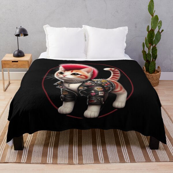 Item preview, Punk Rock Cat with Mohawk and Leather Jacket designed and sold by IllumeInk.