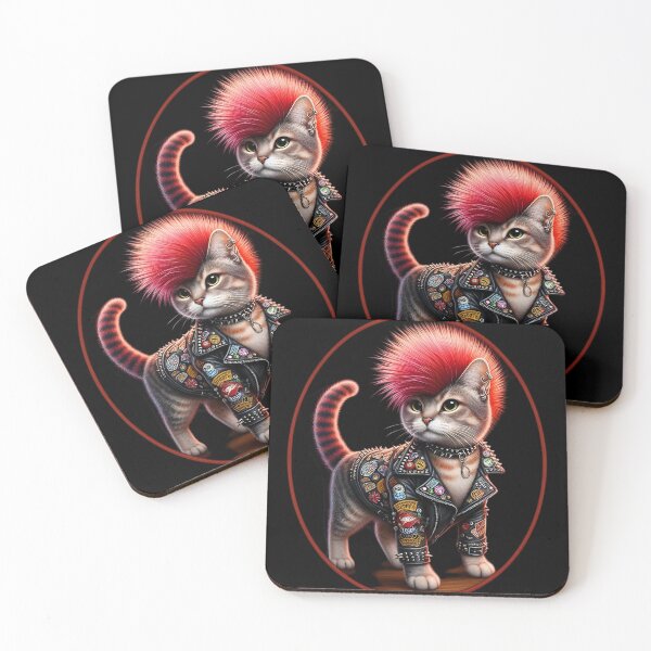 Item preview,  Punk Rock Cat in Leather Jacket designed and sold by IllumeInk.