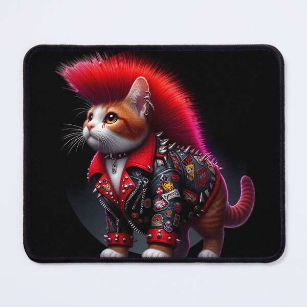 Item preview, Punk Rock Cat in Leather Jacket designed and sold by IllumeInk.