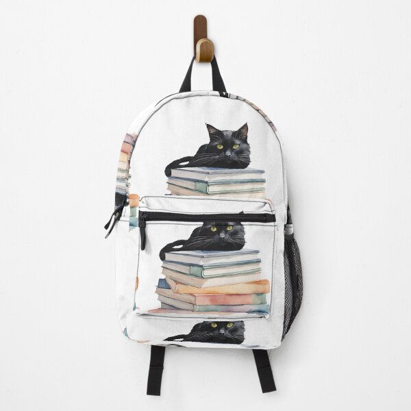Item preview, Black cat sitting on books, black cat, books designed and sold by KolorellaS.
