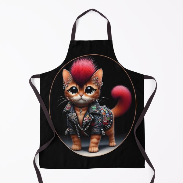 Item preview, Punk Rock Cat with Mohawk and Leather Jacket designed and sold by IllumeInk.