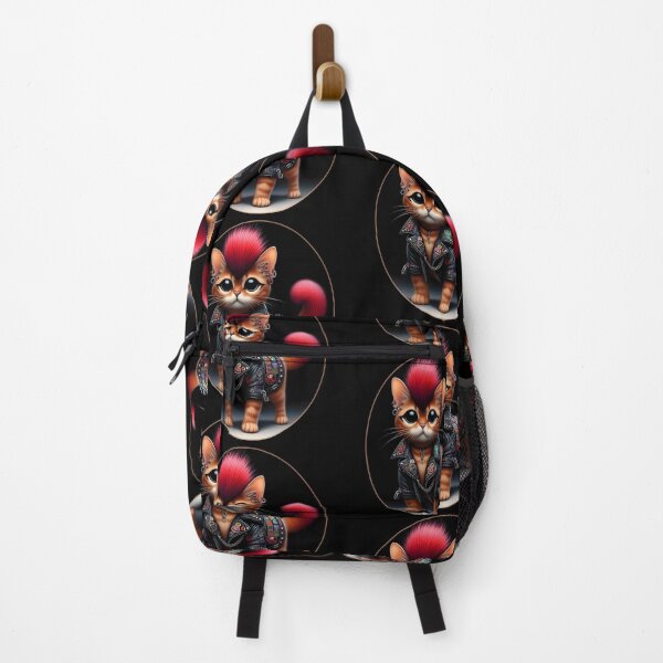 Item preview, Punk Rock Cat with Mohawk and Leather Jacket designed and sold by IllumeInk.