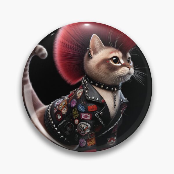Item preview, Gato punk rock con cresta roja designed and sold by IllumeInk.