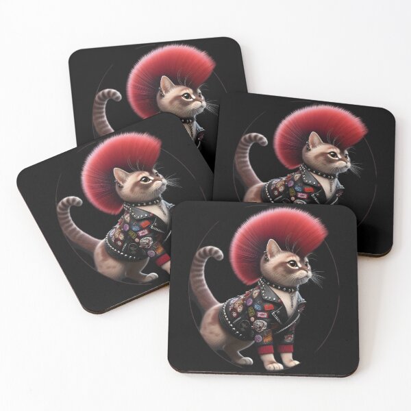 Item preview,  Punk Rock Cat with Red Mohawk designed and sold by IllumeInk.