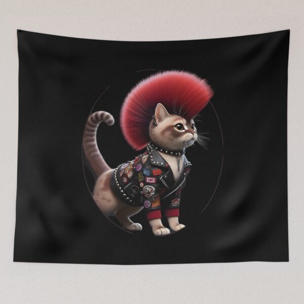 Item preview,  Punk Rock Cat with Red Mohawk designed and sold by IllumeInk.