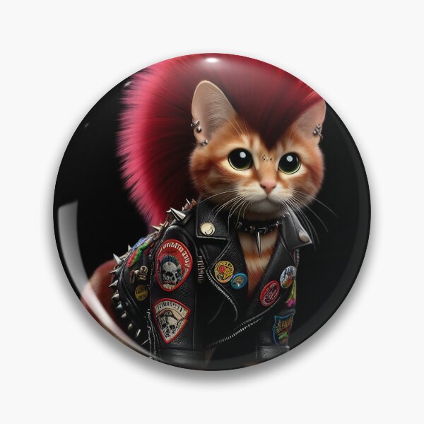Item preview,  Punk Rock Cat with Red Mohawk designed and sold by IllumeInk.