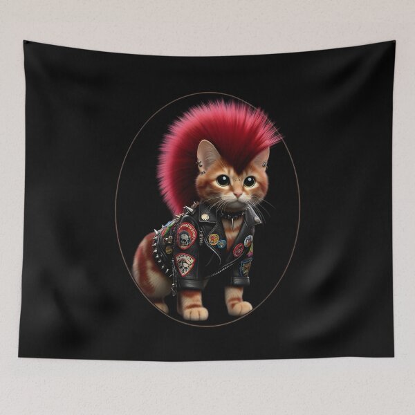 Item preview,  Punk Rock Cat with Red Mohawk designed and sold by IllumeInk.