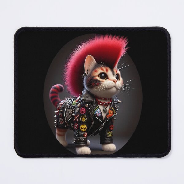 Item preview, Punk Rock Cat with Red Mohawk designed and sold by IllumeInk.