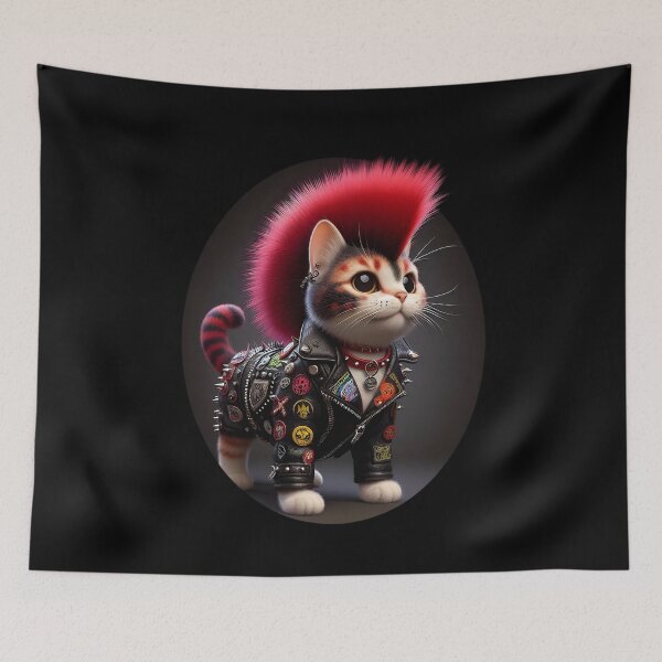 Item preview,  Punk Rock Cat with Red Mohawk designed and sold by IllumeInk.